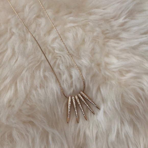 LC Lauren Conrad Gold Spikes Necklace Diamonds NWT - Picture 3 of 8